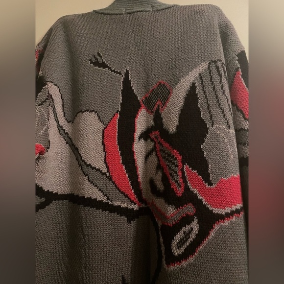 Vintage Camela 100% Wool Open Front Abstract Design Cardigan Sweater Siz… - Picture 7 of 13